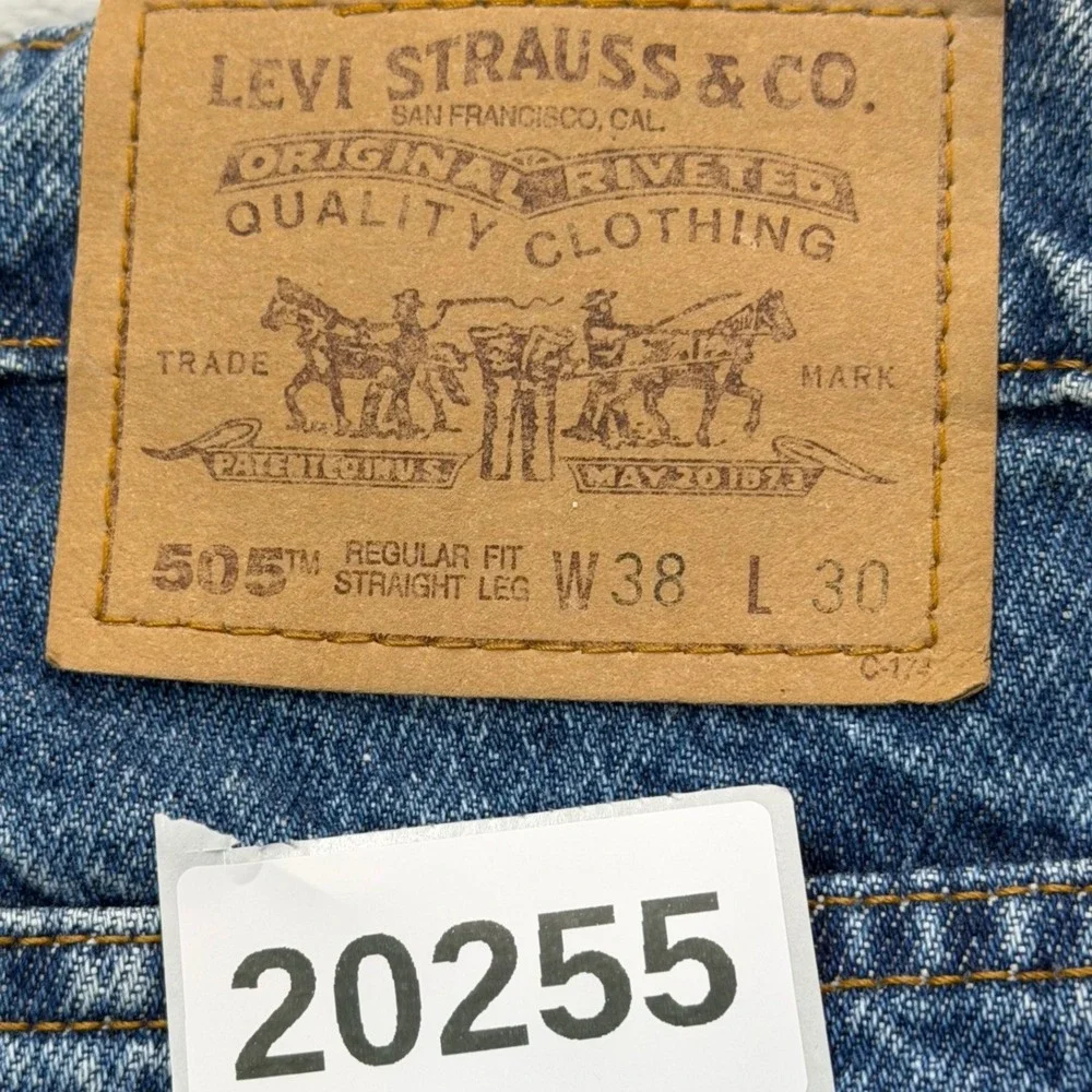Vintage Levis 505 Jeans Men Tag 38x30‎ Actual 37X31 Blue Orange Tab 1996 NEW